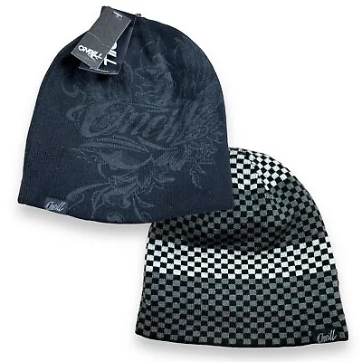 Vintage Y2K O’Neill Atomic Beanie Black Gray Checks Cybercore Skate Rave Punk • $34.99