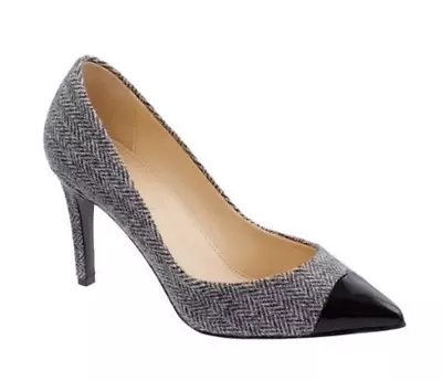 J.Crew Everly Cap Toe Wool Pumps Size 9 Black White Gray Madewell • $85