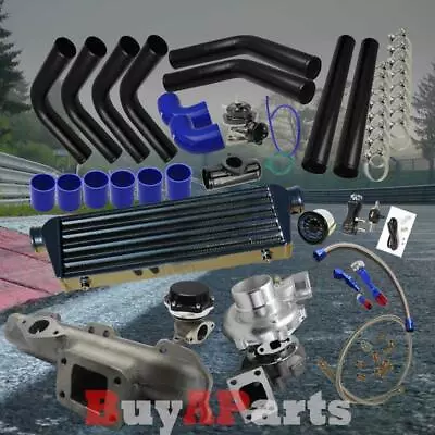 Black Intercooler Piping Blue Couplers Turbo Kit For 1995-1999 Eclipse 420A 2.0L • $689.98