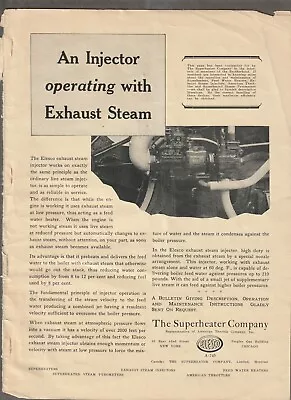 1933 SUPERHEATER Co./ELESCO Magazine AD~EXHAUST STEAM Injector~OSHKOSH B'GOSH • $9.97
