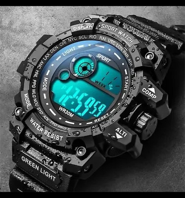 Men’s LED G-Shock Style Military Tactical Waterproof Sports Watch • £22.99