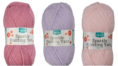 Sparkle Glitter 97% Acrylic Knitting Yarn Wool 50g Pink Lilac Needles Darning • £1.29