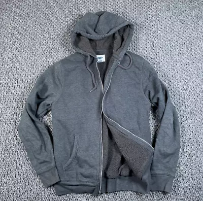 Sherpa Lined Zip Hoodie Adult Medium Gray Sweatshirt Heavyweight Old Navy • $25