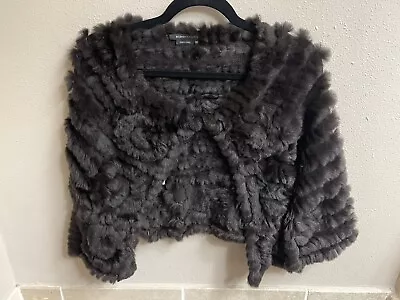 BCBG Max Azria Brown Rabbit Fur & Wool Blend Shawl Cape Size Xs/s • $30