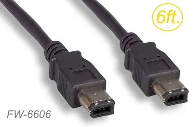 6ft 6-Pin Male To 6-Pin Male IEEE-1394a Firewire-400 Shielded Cable Black • $7.95