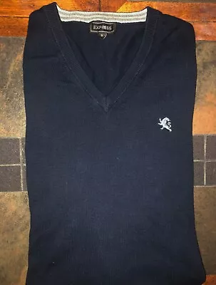 Mens Express Long Sleeve Navy V-Neck Sweater Size XL - EUC • $17.99