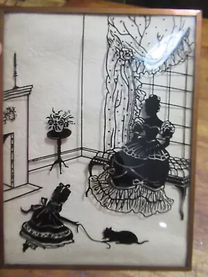 Vintage Convex Silhouette Reverse Paint Picture-Mother And Daughter • $14.99