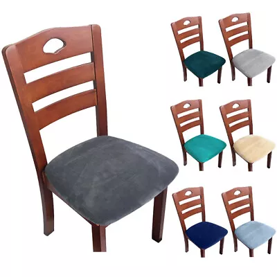 $29.29 • Buy 2-4PCS Velvet Solid Dining Chair Seat Covers Removable Seat Cushion Slipcovers