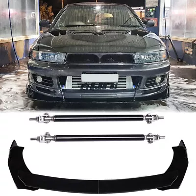 Front Bumper Lip Splitter Spoiler Body Kit + Strut Rods For Mitsubishi Galant GT • $65.11