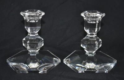 $29.99 • Buy Pair Set Of 2 Val St. Lambert 4 7/8  Gardenia Cut Crystal Candlesticks Holders