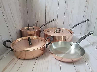 New Mauviel 1830 M'200 M'150 7-piece Copper Cookware Set With Cast Iron Handles • $899.99