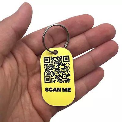 PERSONALISED Emergency MEDICAL ID Tag Keyring ICE 2 Sided QR Code Info UK METAL • £7.50