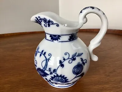 Vintage Blue Onion Style Creamer Or Small Vase~ Vienna Woods ~ 8 Oz. 4 1/4” High • $8