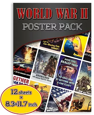 WW2 US Memorabilia | Propaganda Poster Pack Set Of 12 Pcs | WWII Militaria • £28.87