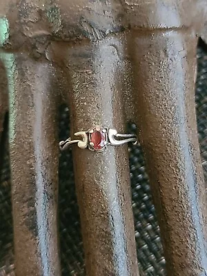 Vintage Kabana Kbn Sterling Silver Red Stone Modernist Ring Size 6.5 • $30