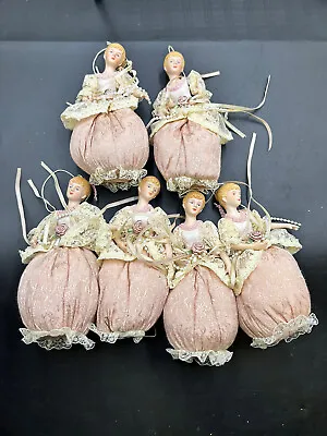 $10 • Buy Vintage Style Ornaments, Lot Of 6 Porcelain Victorian Lady Figurines