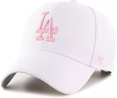 NWT Los Angeles Dodgers MLB 47 Brand White / Pink MVP Strapback Hat Cap Clean Up • $26.99