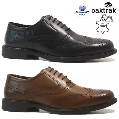 Mens Leather Brogues Smart Casual Lace Up Oxford  Formal Office Work Shoes Size • £24.95
