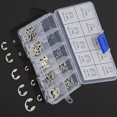 120Pcs 316 Stainless Steel E-Clip Retaining Circlip Assortment Kit 1.5mm To 10mm • $5.60