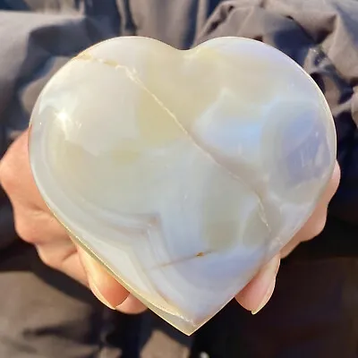 291G Natural Agate Polished Heart Crystal Quartz Mineral Healing Reiki Decor • $0.99