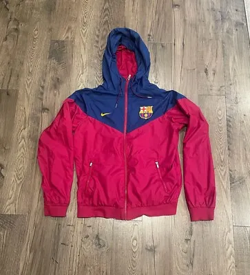 FC Barcelona Nike Windrunner Jacket Full Zip Red Blue W/Hood Size S Mens • $34.99