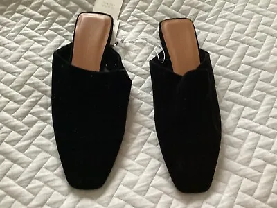 Bnwt Zara Home Black Velvet Mule Style Slippers Uk 6 Eur 39 • £24