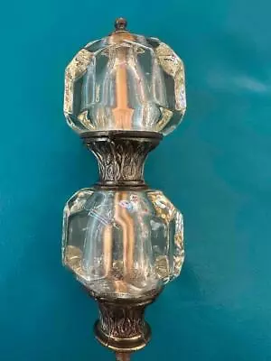 Lamp Finial DOUBLE HEAVY CRYSTAL Glass Mid Century Regency STUNNIING • $9.99