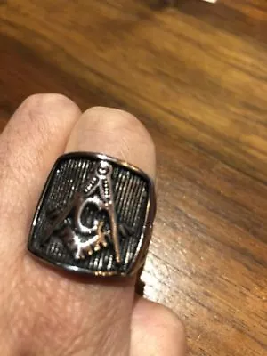 Vintage Silver Stainless Steel Size 12.25 Men's Free Mason Ring • $36