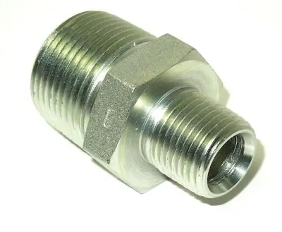 3/8  X 1/4  Male NPT Hex Nipple Plated Steel Hydraulic Adapter New <5404-06-04 • $6.77