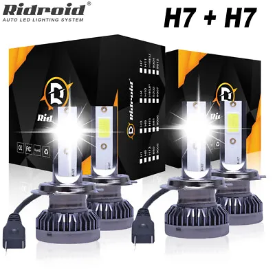 For Volkswagen Jetta 2005-2018 - 4X H7+H7 LED Headlight High Low Bulbs Kit 6000K • $16.99