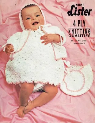 £1.45 • Buy Lister 1831 Baby Matinee Coat And Dress Set Vintage Crochet Pattern