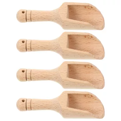  4 Pcs Wooden Spoon Washing Powder Scoops Bamboo Spoons Mini • £7.99