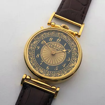 Mechanical Marriage Luxury ANTIQUE Swiss Wristwatch Hy. Moser Schaffhausen  Gilt • £360.63