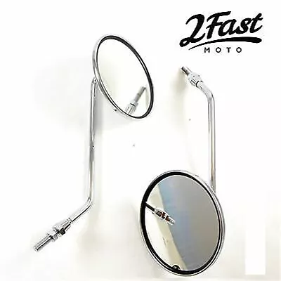 Chrome Long Stem Mirror 8mm - Pair - Cruiser Chopper For Honda 2fm-12-10040 • $29.97