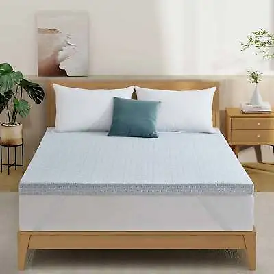 3  Gel Memory Foam Mattress Topper Pillow Topper With Washable Cover Queen King • $96.35