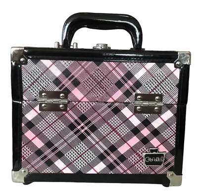 $25 • Buy Caboodles Vintage Tiered Makeup Jewelry Storage Train Case Organizer Pink Plaid