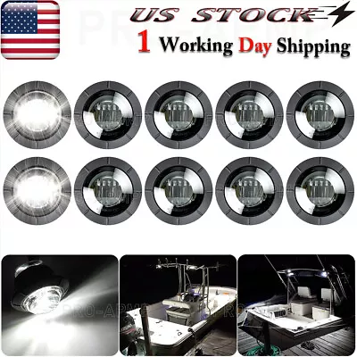 10x Round Marine Boat LED Stern Light White Cabin Deck Courtesy Light Waterproof • $11.96