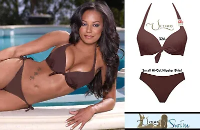 Ultimo Chocolate U/W Triple Liquid Gel Padded Push-up Bikini 32A & 8-10 Brief • £39