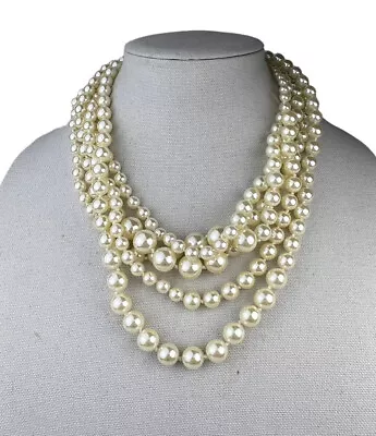 $19.99 • Buy J. Crew Faux Pearl Five Strand Cream Necklace 21 