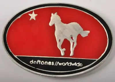 Retro Rare Deftones Worldwide Pewter Belt Buckle Red Silver Biker Statement • $65