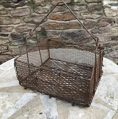 Authentic Vintage LARGE Metal Wire  Basket 9x16x21 Mesh Factory Industrial • $114.99