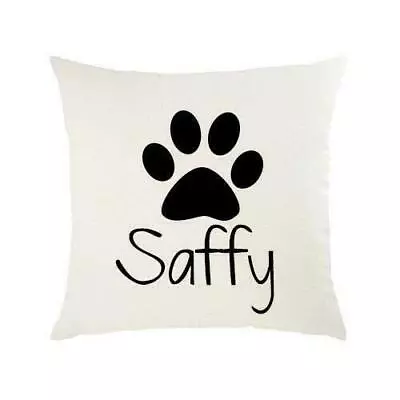 Personalised Dog Breed Pet Name Cushion Pillow Cover Paw Print Gift Present • £7.99