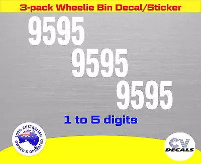 3-pack Wheelie/Rubbish Bin Decal House Number 15cm High • $7