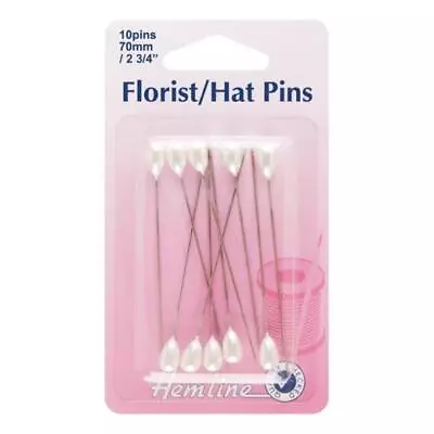 Hemline 70mm Florist & Hat Pins - 10pcs Pearl Tip H711 • £2.49