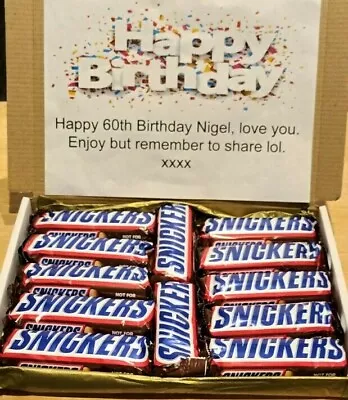 Personalised SNICKERS Chocolate Box Hamper Birthday Christmas Gift Present Treat • £8.80