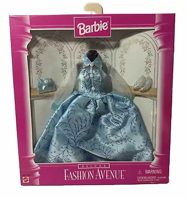 Vintage 90’s Barbie Fashion Avenue Deluxe Blue Dress Ball Gown Heels #14307 NIP • $36.90