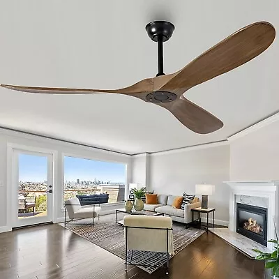 60 Inch Solid Wood Ceiling Fan No Light Remote Control Real Wood • $59