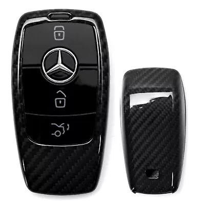 Real/Genuine Black Carbon Fiber Smart Key Fob Shell For Mercedes New A C CLA CLS • $44.99