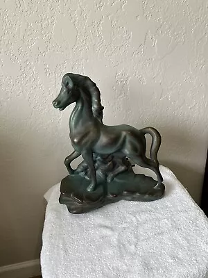 Vintage Ceramic Horse Statue TV Lamp With Aged Brass Aesthetic 1960’s • $24