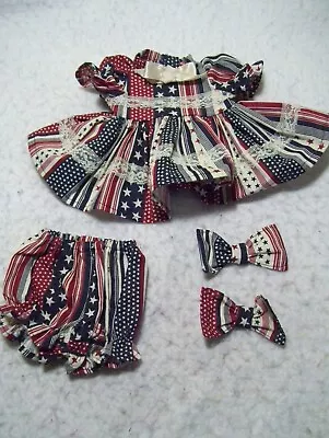 My Child Doll--Patriotic Stars & Stripes Dress Panties 2 Hair Bows • $16.99